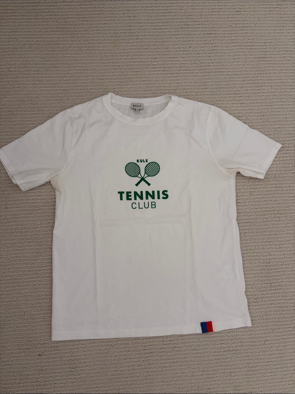 KULE White Tee with Green Tennis Club Graphic